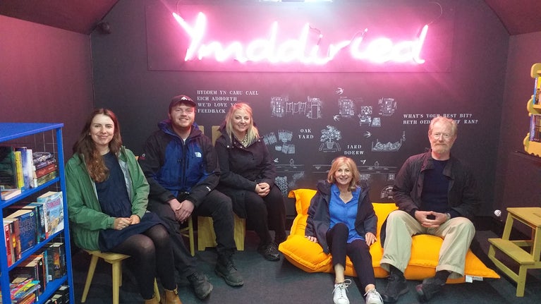 Five Y Pwyllgor members gather at Dinefwr